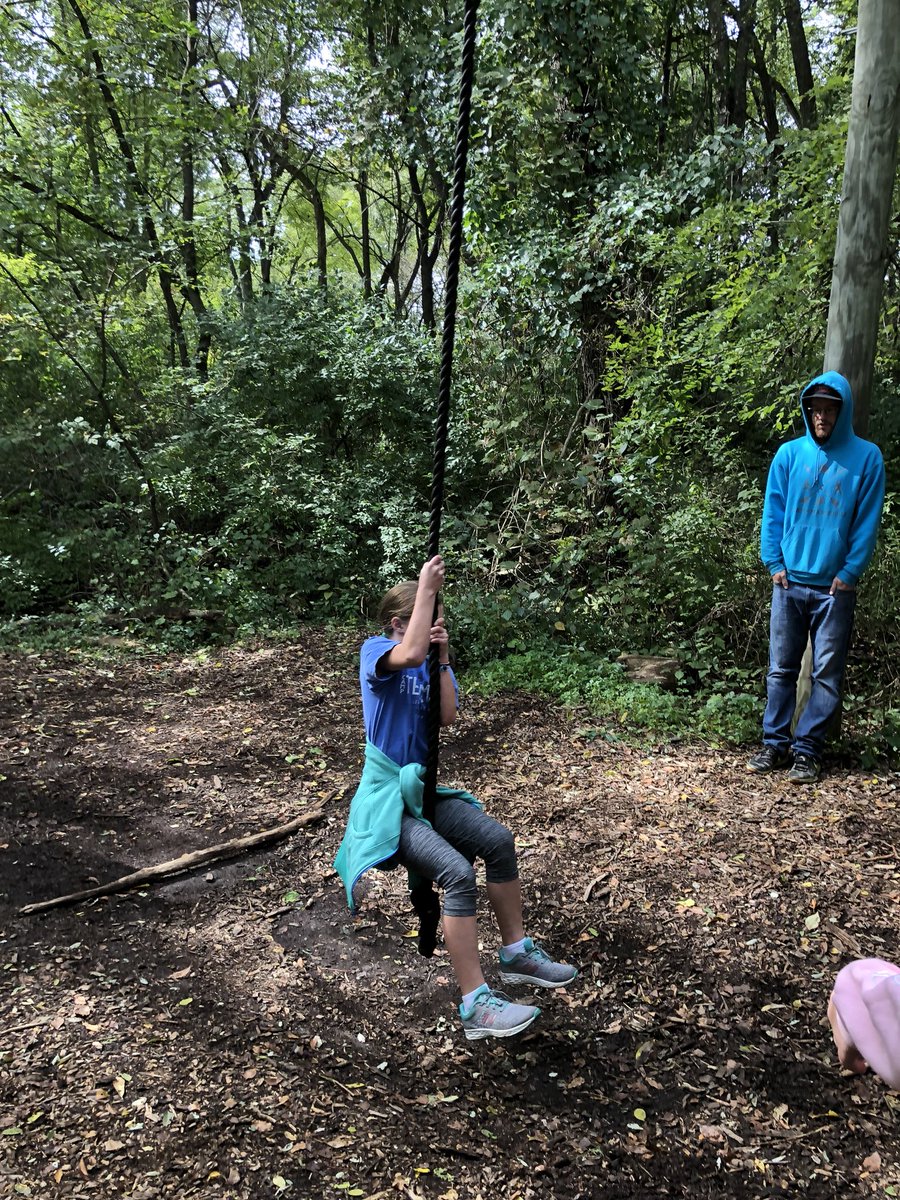 Ogden6th's tweet photo. Practicing efficiency, balance, and teamwork by swinging across the pit! #6thgradeteamscourse #ogdenavenuepanters @AvenueOgden https://t.co/9Eojpje06R
