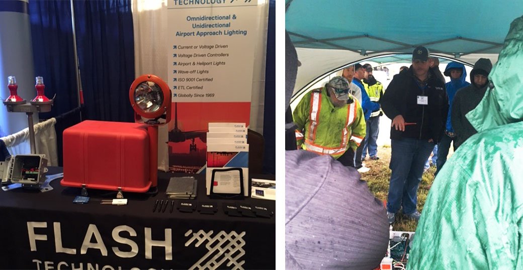 flashtechnology's tweet photo. Gary showed the FTS 800 & FTS 371 double L-810 RLC last night. And today our fave #obstructionlighting trainer, Bill, is sharing best practices w #airportlighting techs from across Canada. Stay warm & dry on this rainy 4°C Canadian morning! #canew2018 #canew https://t.co/QnBtFsSRP8