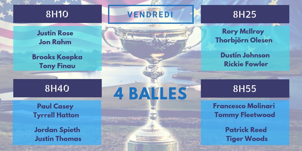 leblog_lpbb's tweet photo. Les américains prévisibles et plutôt inattendu côté européen.
Surpris ou non ? Confiant ?
#RyderCup #LPBB2018 https://t.co/wkTRuWpbGl