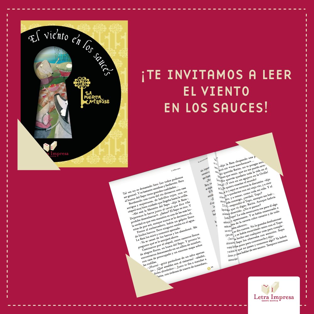 Recorré este capítulo de "El viento en los sauces", una novela escrita por Kenneth Grahame que cuenta divertidas aventuras del Sapo, la Rata, el Topo y el Tejón. bit.ly/2MFzCwq