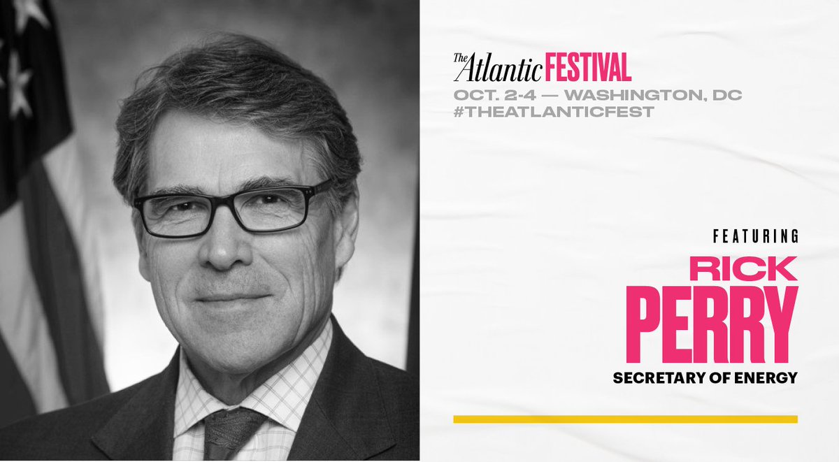 #TheAtlanticFest lineup continues to grow. <a href="/HillaryClinton/">Hillary Clinton</a>, <a href="/LindseyGrahamSC/">Lindsey Graham</a> and <a href="/SecretaryPerry/">Rick Perry</a> will join us on the Ideas Stage next week. Learn more and get your tickets here: theatlanticfestival.com