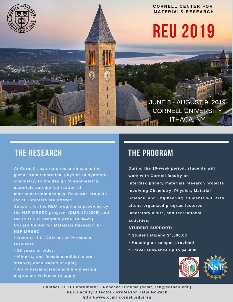 Cornell Center for Materials Research REU tweet media