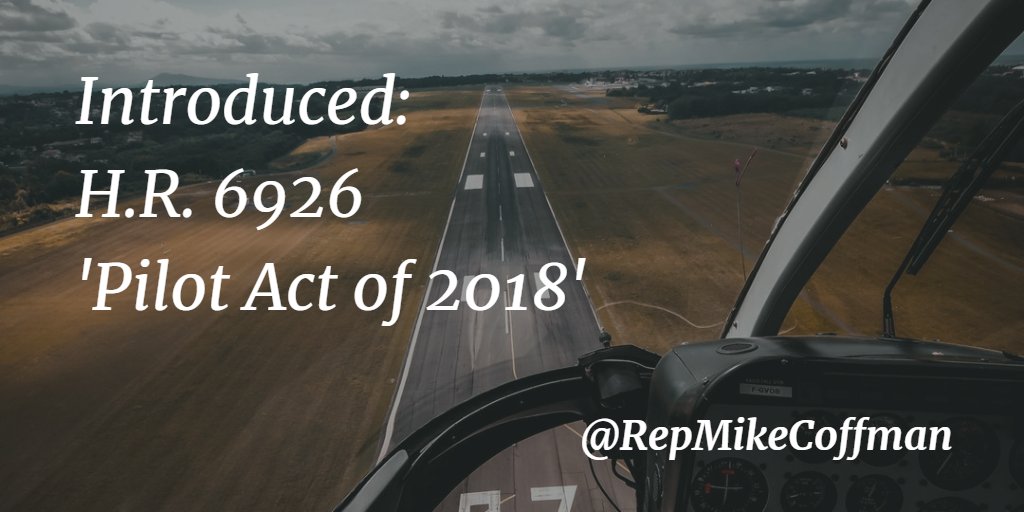 RepMikeCoffman's tweet photo. "We just have to make it more affordable for #flightstudents to get their ATP license if we ever expect to solve the #pilotshortage problem in the #US." https://t.co/lgcxv48hRk https://t.co/QbEbvjiyAl