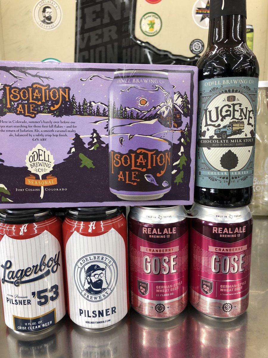 SunriseMiniMart's tweet photo. In now @RealAleBrewing #cranberry @adelbertsbeer #lagerboy @OdellBrewing #isolationale #lugene #whiskeybarrel https://t.co/2LNawiihVv