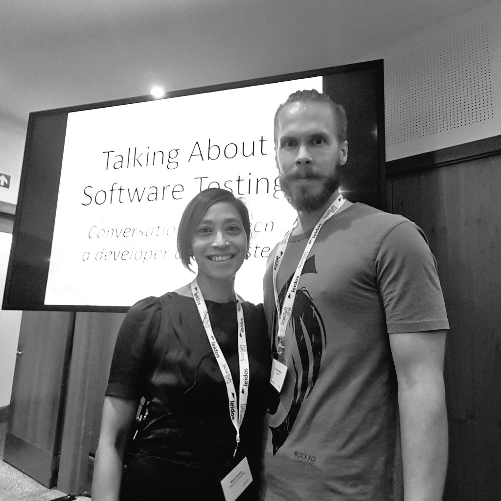 blackkoi_ab's tweet photo. Today @mariakedemo and @peterkedemo talked about misconceptions in testing and why it is important to understand what testing really is at #ScotSoft2018 https://t.co/Xd39X5kG58