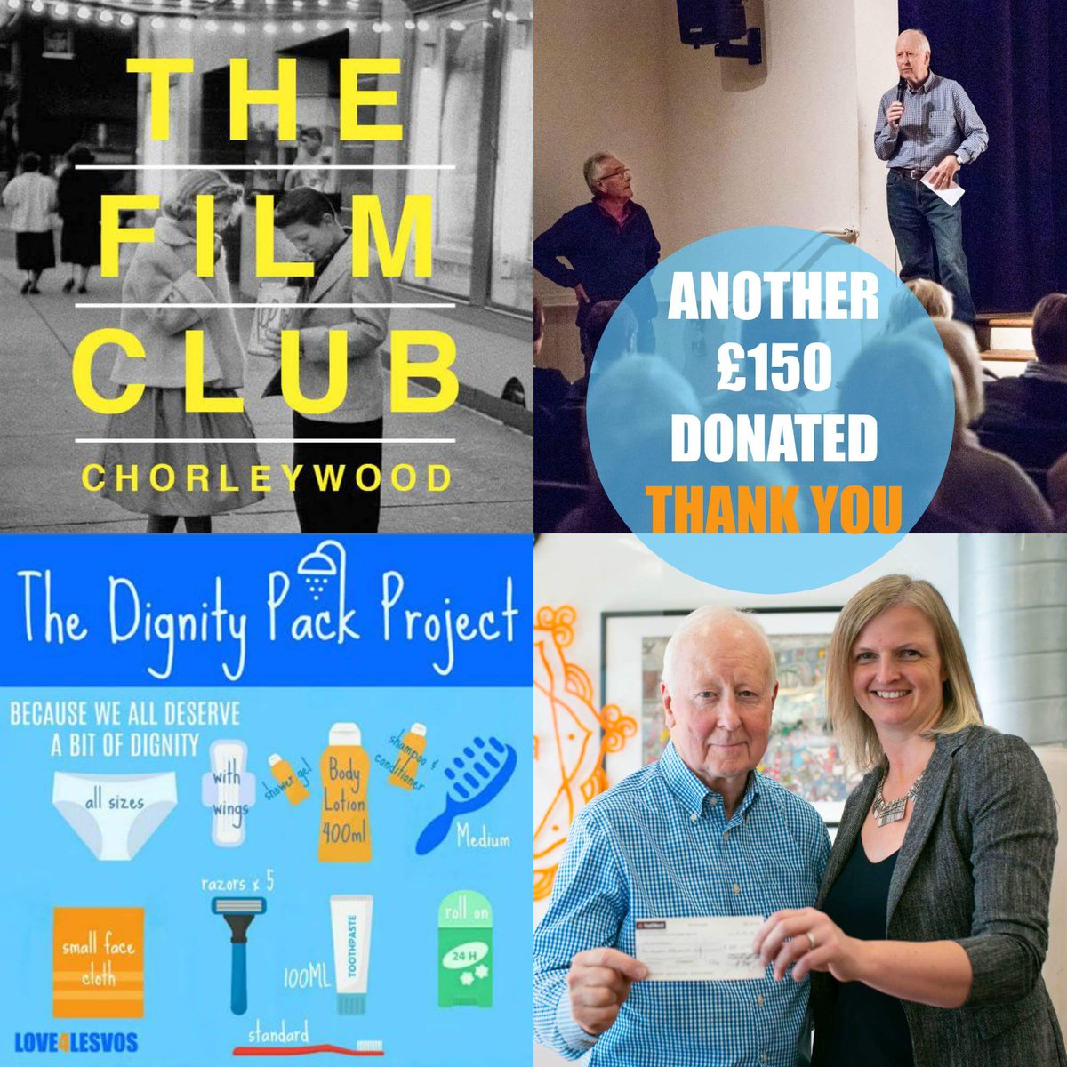 chwood4refugees's tweet photo. We were very pleased when the @CWFilmClub Club helped us to raise £380 as part of our fundraising activities during #RefugeeWeek. Imagine our delight when we were presented with a new cheque for £150 to be given to @donate4refugees for our #DignityPackProject
for #Lesvos https://t.co/BaVen6VxpO