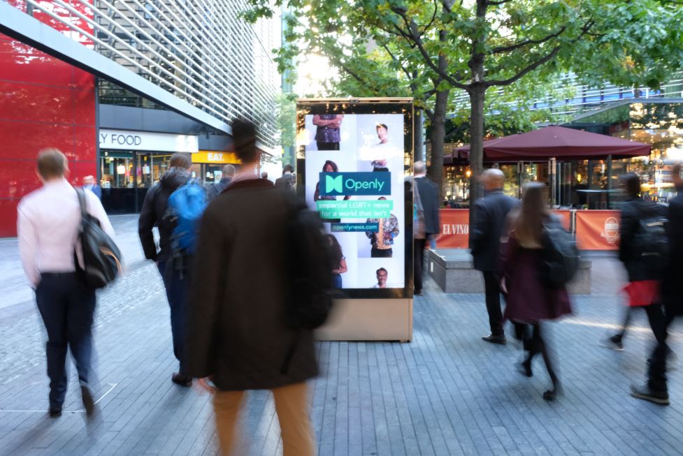 TalonOOH's tweet photo. Today we're proud to help with the launch of @Openly - the impartial LGBT+ news source by @TRF_Stories, supported by @Omnicom's Open Pride network #DOOH https://t.co/UdAaq8ygvR