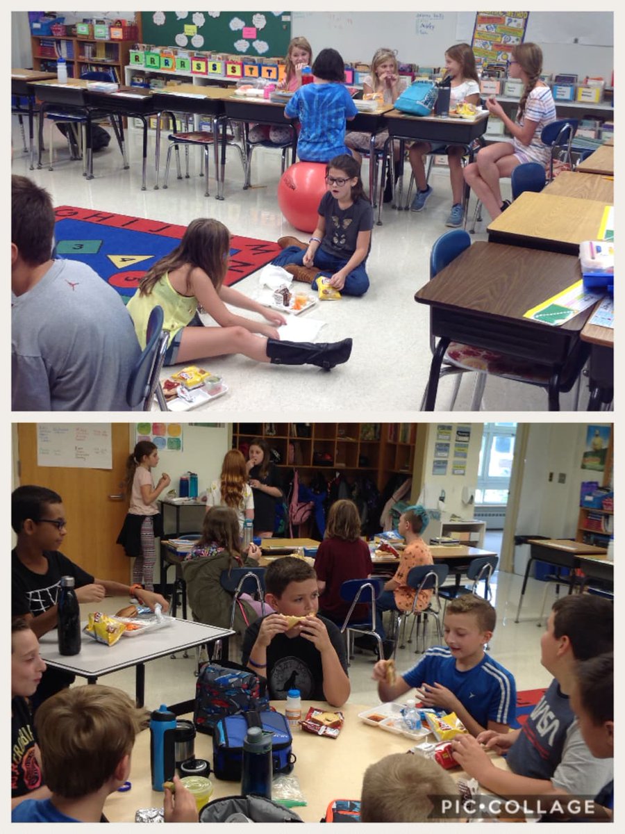 MissDainsBES's tweet photo. First lunch in the classroom. Love the discussions. #fifthgradefun https://t.co/nj0Tsw3dCN https://t.co/M7EASIRp1D
