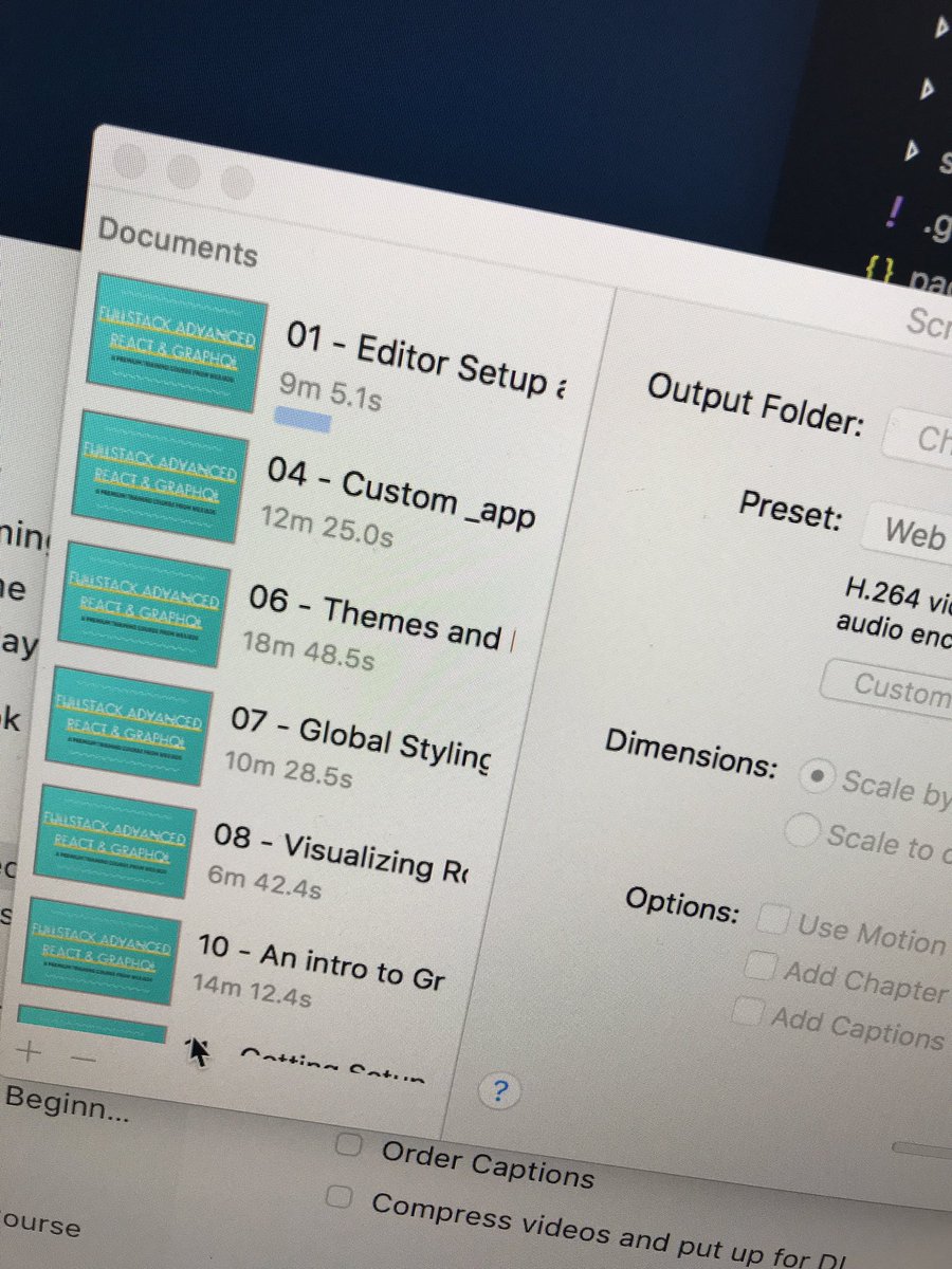 wesbos's tweet photo. Advanced react reviewing finished. Re-exporting 😃😃😃 https://t.co/pm6hPLs46w