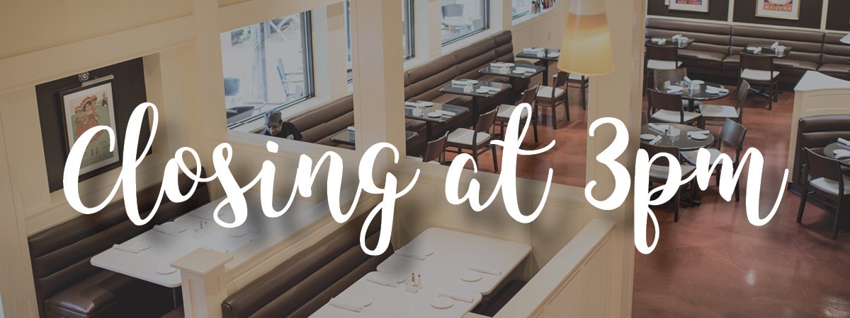 We will be closing today at 3pm for maintenance and improvements. We apologize for the inconvenience, we will be open tomorrow for normal hours.