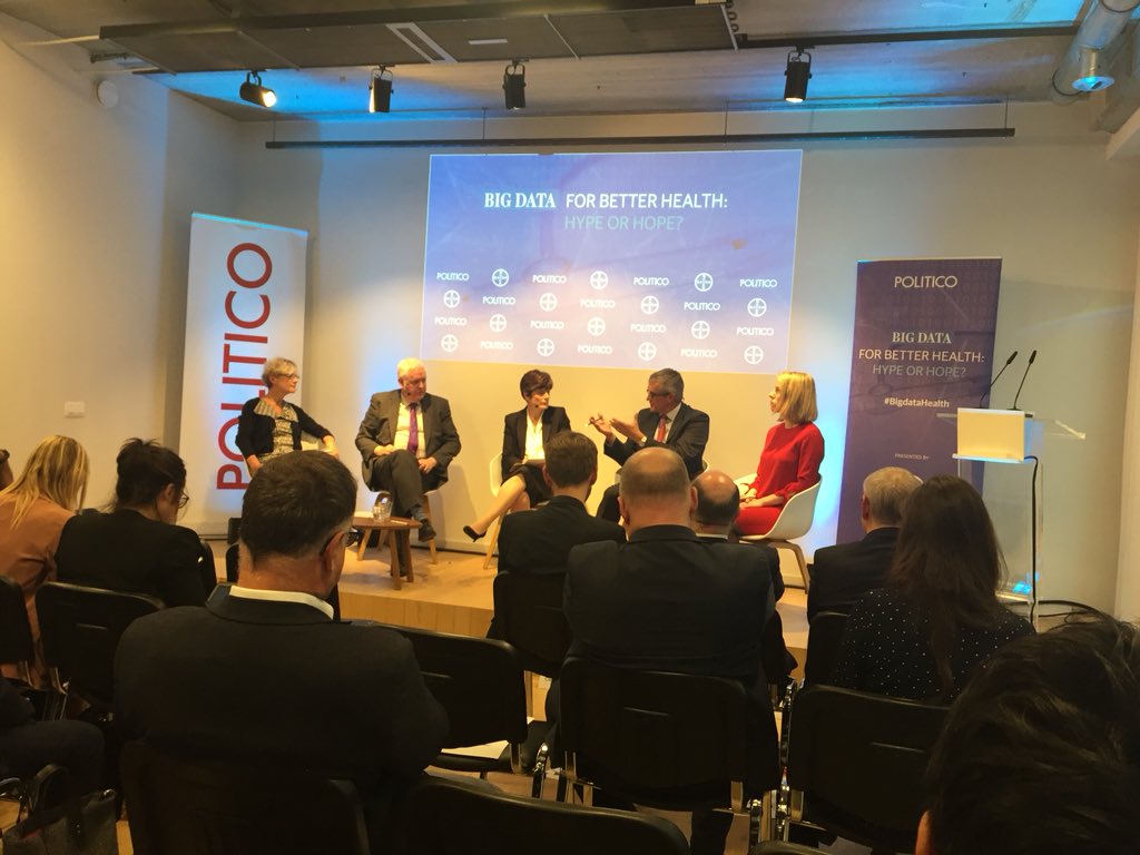EBE_EU's tweet photo. At #BigdataHealth by @Bayer and @Politico refer to @IMI_JU initiatives on big data as a positive example for making better use of big data in health @EBE_EU @EFPIA https://t.co/QmrKU0zRsh