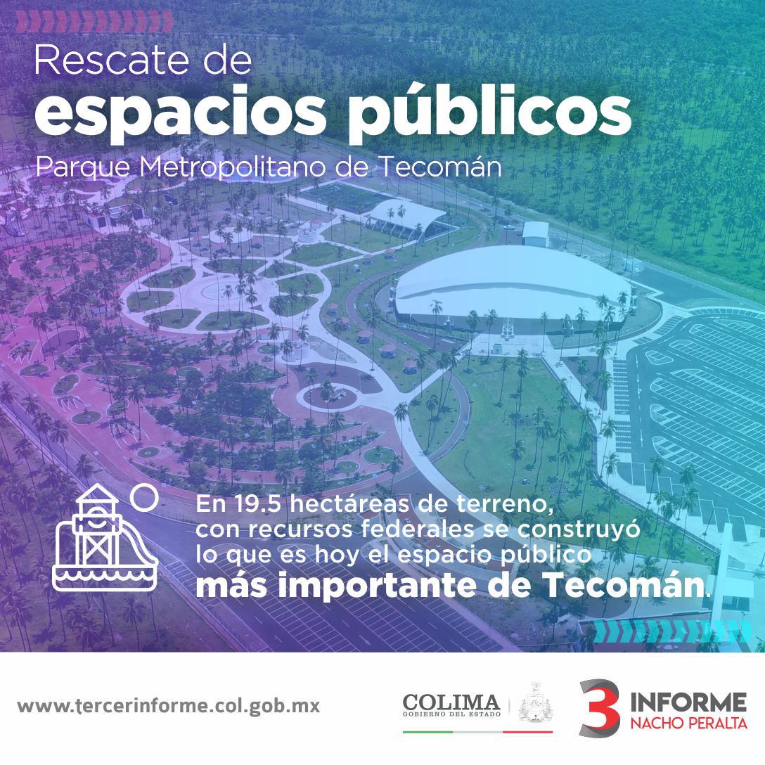 gobiernocolima's tweet photo. El Parque Metropolitano se ha convertido ya en el espacio público más importante de Tecomán.

#3InformeNacho #JuntosPodemos

https://t.co/bFOxbhwLr9 https://t.co/z1Ava3Id39