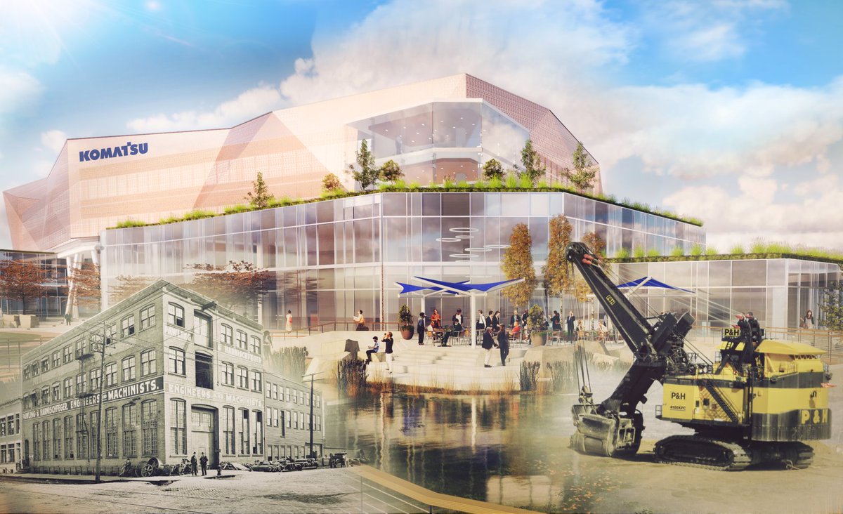KomatsuMining's tweet photo. We are so excited to announce today our plans to invest nearly $300M in a new headquarters and manufacturing campus in Milwaukee, WI! Thanks to @GovWalker @MayorOfMKE and everyone who played a role in making this possible. At Komatsu, possibilities become progress #mining #MKE https://t.co/SfLeEhFRoV