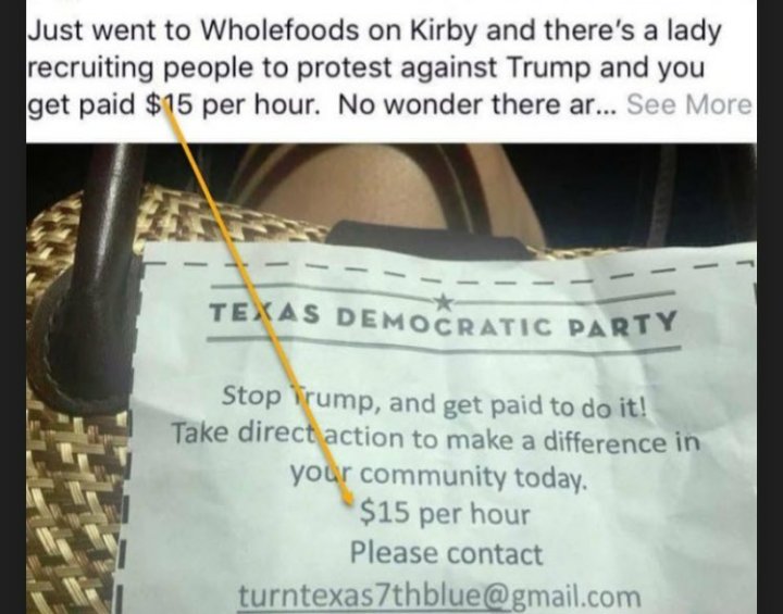 TheRealDakovan's tweet photo. People are hired to protest!! This is just horrible. Do not believe anything these protesters say! 

#MAGA #WalkAway #RedWave #TrumpRally #Texas https://t.co/VxsIyChVvV