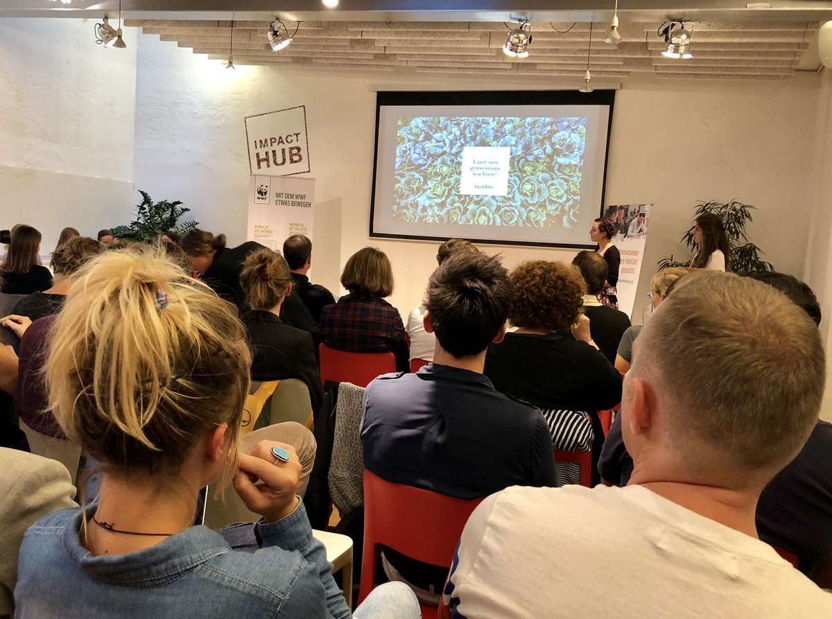 wwfaustria's tweet photo. Volles Haus im @impacthubvienna  beim Start-up-Wettbewerb #innovate4nature | Tolle Ideen für Natur und Biodiversität. 🌱 🐼 https://t.co/YJkqYRyMIN
