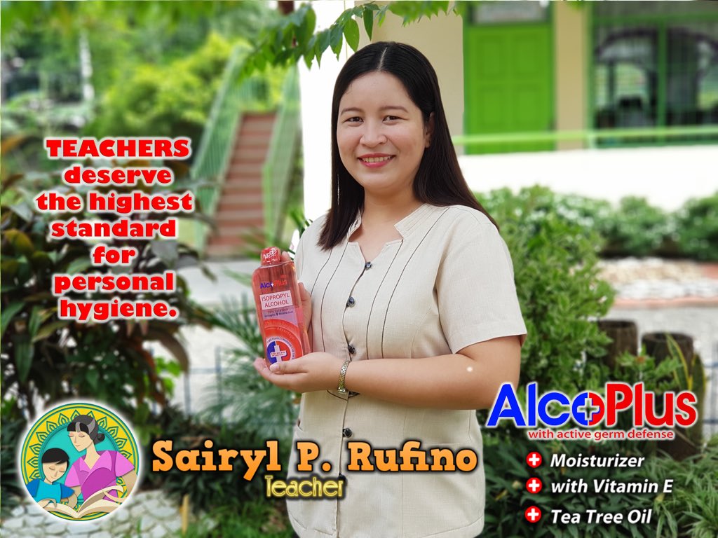 TNHS1947's tweet photo. Ms. Sairyl P. Rufino
Let us give thanks to our TEACHERS!
We all know that teachers are prone to germs because of their noble job. With AlcoPlus, we can give them the HIGHEST STANDARD for personal hygiene.
#TalaveraNationalHighSchool
#OutstandingTeacher
#AlcoPlus https://t.co/TuGHwrLL1M