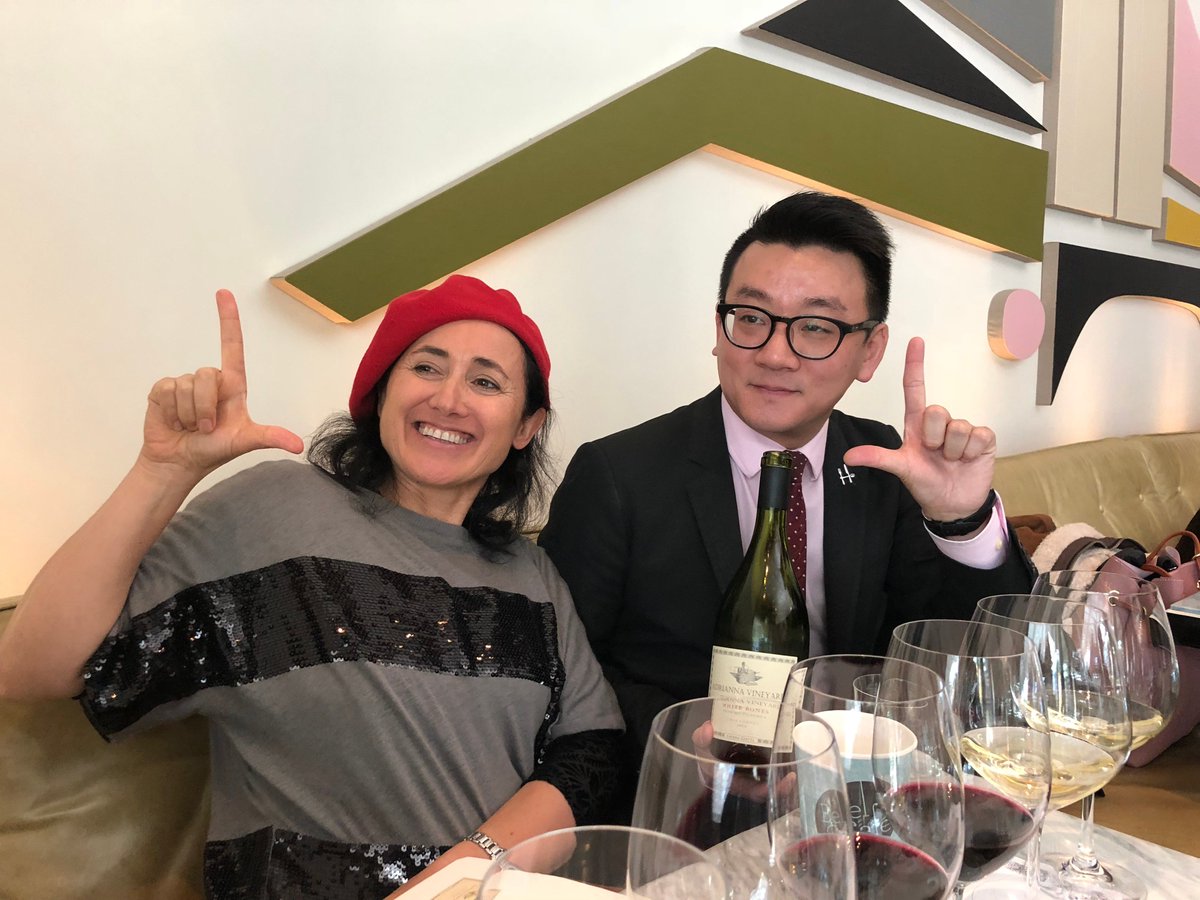 Informative afternoon with <a href="/LauraCatena/">Laura Catena</a> seen here with <a href="/HawksworthRest/">Hawksworth Restaurant</a> director of wines Bryant Mao. Mao's impeccable team poured Adrianna Vineyard wines against Chablis, red Burgundy, Tuscany and the Rhone. It never gets boring. The Ls are a secret message for MS Larry Stone.