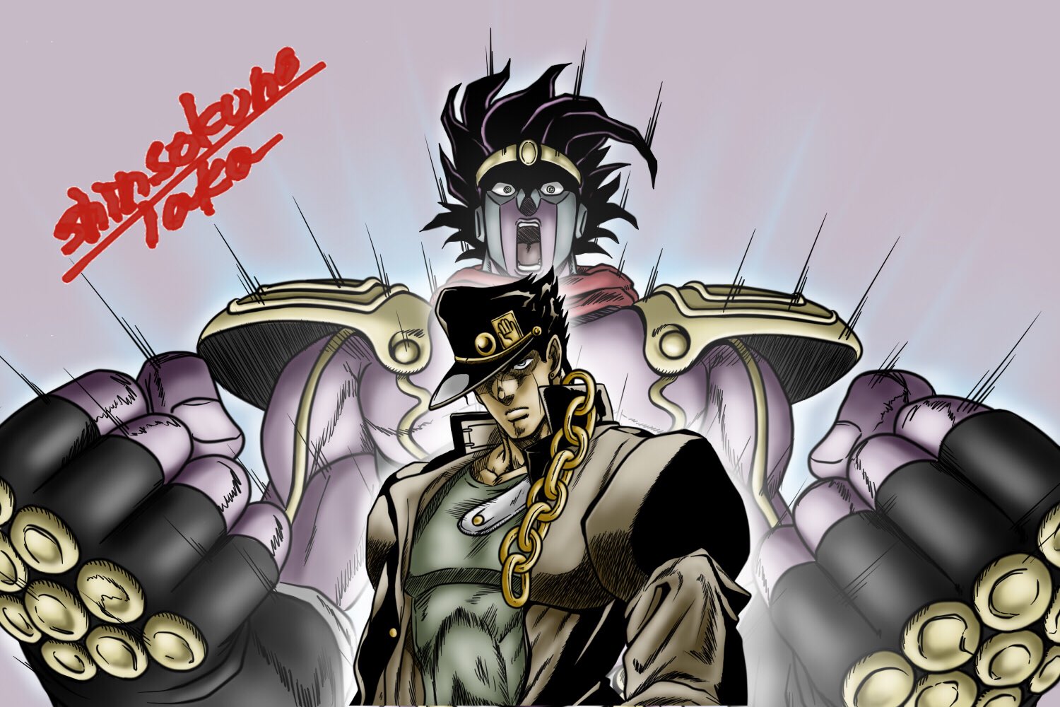 神速の鷹 在 Twitter 上 Jojoイラスト 承太郎 スタープラチナ これで完成ヽ いつも通り 途中経過はコメント欄に ๑ ๑ Jojoart Jojo ジョジョ 承太郎 スタープラチナ イラスト 神速の鷹 T Co Zwiqnphcu3 Twitter