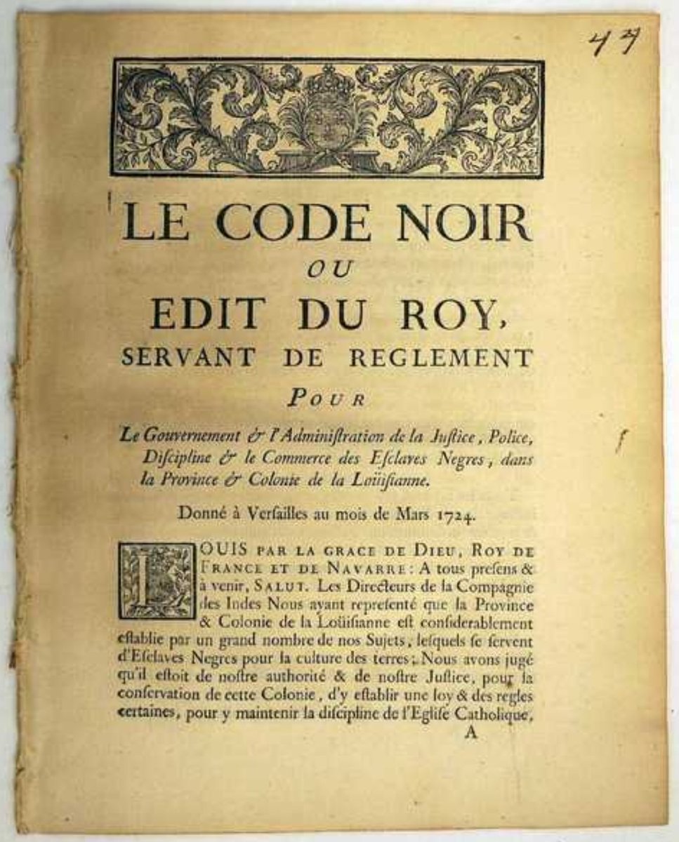 bembelly's tweet photo. Le "#CodeBlanc" n'a jamais existé, le #CODENOIR oui. C'est la "Bible du #racisme" #MadeinFrance, le relire in extenso, là⤵️ Edit du Roy, règlement & articles... https://t.co/dZABGfRafH via @extimites https://t.co/MOaRnNq1R1
