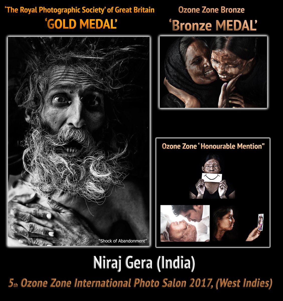 nirajgera's tweet photo. 1 Gold Medal | 1 Bronze Medal | 3 Honourable Mentions
@ 5th Ozone Zone International Photo Salon 2017, West Indies
Once again I am humbled & overwhelmed in sharing the news of receiving a few more awards & honourable mentions
#ThankYouSriSri #SacredTransformations #Portraiture https://t.co/YrJjJPtVOh
