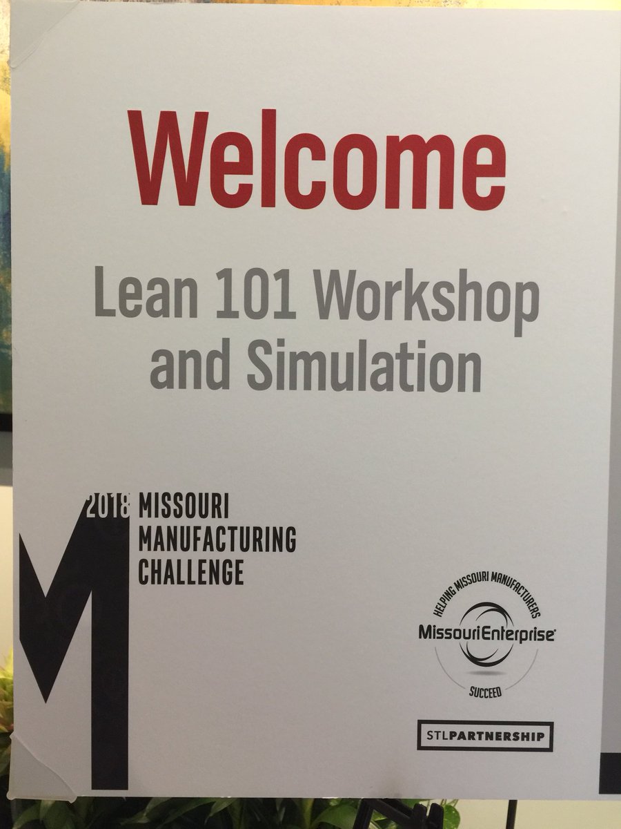 MOEnterprise's tweet photo. #STL companies are now halfway through our #Lean101 Workshop. Can’t wait to hear the bell start to ring as they become more and more efficient in the simulation. Thx for partnering with us @STLPartnership @STLRAMP & making this possible for #Manufacturers in your area. @NIST_MEP https://t.co/OXpx0MbRSg