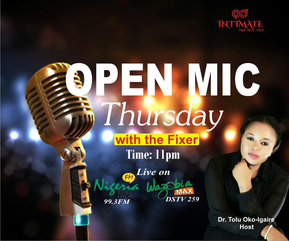 drtolu_thefixer's tweet photo. No shaming, No pretense, No judging. Ask the fixer all your questions tonight. Don't miss out.
#thefixer #intimatetalkwithtolu #openmicthursday #visualradio #sextherapy #sextherapistinnigeria #marriagecounseling #radio #tv #onlinetv https://t.co/3u77nLuvGd