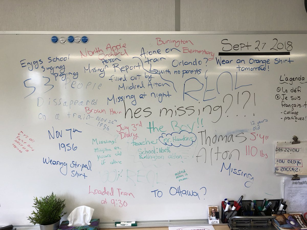 AndersonHDSB's tweet photo. Today we kicked off our mystery / suspense writing unit with ‘The Legend of Thomas Alton’. One of the best periods I’ve ever experienced with a class! They were all so engaged, curious and collaborative. Is the story real or fake?! You decide! @AltonVillagePS #MysteryTrain https://t.co/TIPUXS9muM