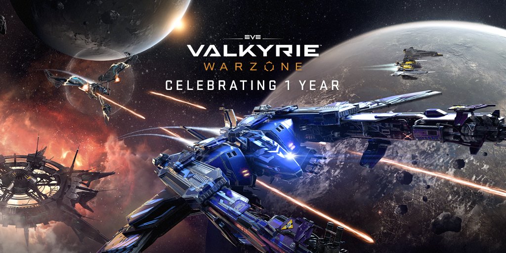 <a href="/EVEValkyrie/">EVE: Valkyrie</a> has turned 1 years old! We are thrilled to celebrate this milestone with all of you. 

Thank you all for supporting EVE: Valkyrie and joining us on this journey.
It has been a helluva ride, here`s to many more dogfights to come! #VR #EVEValkyrie