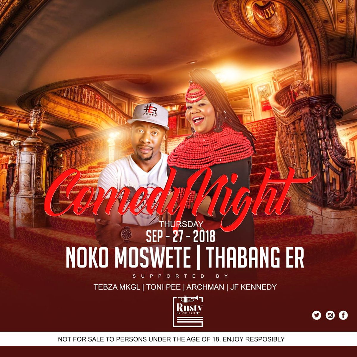 Thabang_ER's tweet photo. Rustenburg See you Tonight @ 21h00 | #rustygrandcafe #comedy https://t.co/aTDjN2PfFI