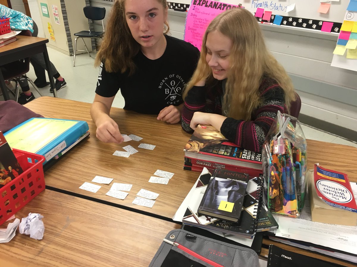 DNash411's tweet photo. ELA students using card sorts to learn how to group text evidence into topics for body paragraphs @BlancheBulldogs #oneLC https://t.co/iLFUvqWfaW