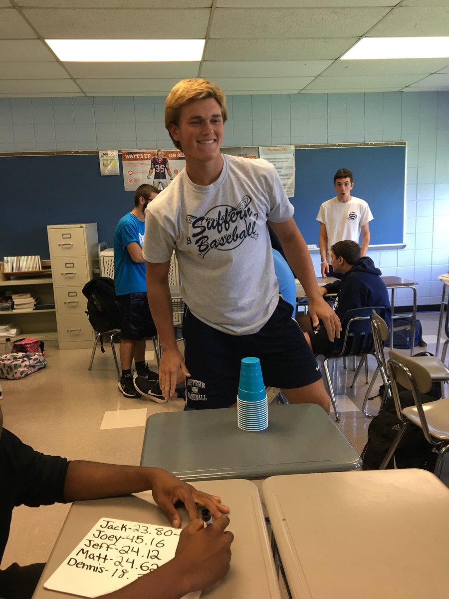 HealthSHS's tweet photo. Simulating the stress response in health class through a high pressure, low stakes cup stacking tourney. Lots of smiles! https://t.co/3bsiNef11Y