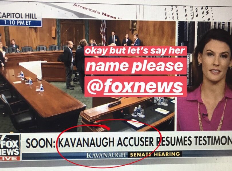 avantguarded's tweet photo. Can we not at the very least give her the dignity of a name @FoxNews ?? #ChristineBlaseyFord #KavanaughHearings #IBelieveChristineBlaseyFord #BelieveWomen https://t.co/Hi8dHcNpEH