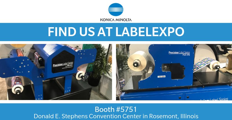 KonicaMinoltaCA's tweet photo. Find us at LabelExpo Booth #5751 and see how you can use the Precision Label Series from Konica Minolta to open up new business opportunities! https://t.co/h9SLOPkFTj