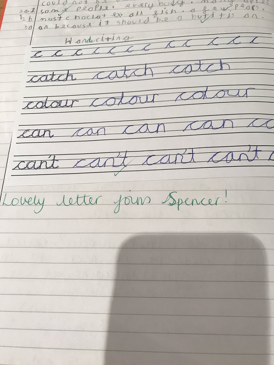 ParkleeIndigo's tweet photo. Lovely to see Spencer concentrating so hard on his letter joins! Well done Spencer, this is lovely presentation. https://t.co/FqxlTT1sCi