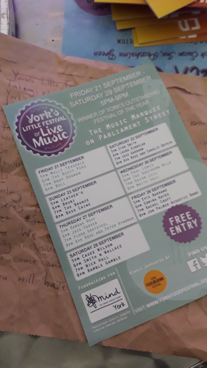 Its official! Ellen has written a 60 second song about the <a href="/Live_Music_Fest/">Fest of Live Music</a> and is going to sing it on <a href="/BBCYork/">BBC York</a> tomorrow morning... get those ear plugs out! ;)

#AbitOfFridayFun #FundayFriday #Laugh