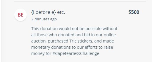 KristenMichele6's tweet image. Because of all of you who bid in our auction/bought stickers, we (@Ibeforee_etc) were able to donate $500 to #CapeFearlessChallenge! THANK YOU! Thank you to @HilarieBurton, @SophiaBush, @BethanyJoyLenz &amp;amp; the ladies of OTH for giving us a place to donate funds to help Wilm ❤️