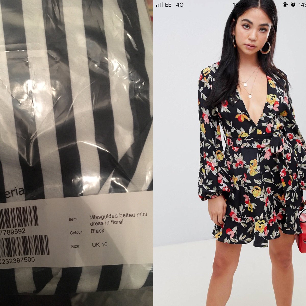 MVHairCo's tweet photo. @ASOS_HeretoHelp #Asos at it again with there SHOCKING LACK OF CAPABILITY TO SEND ME THE CORRECT ITEM!!! ordered the FLORAL dress on the right and recieved the STRIPED one on the left!??? WTF HAS HAPPENED TO ASOS WHY R U SO SHIT LATELY?? @ASOS @Asos51980118 https://t.co/bV9PJ3qqSC