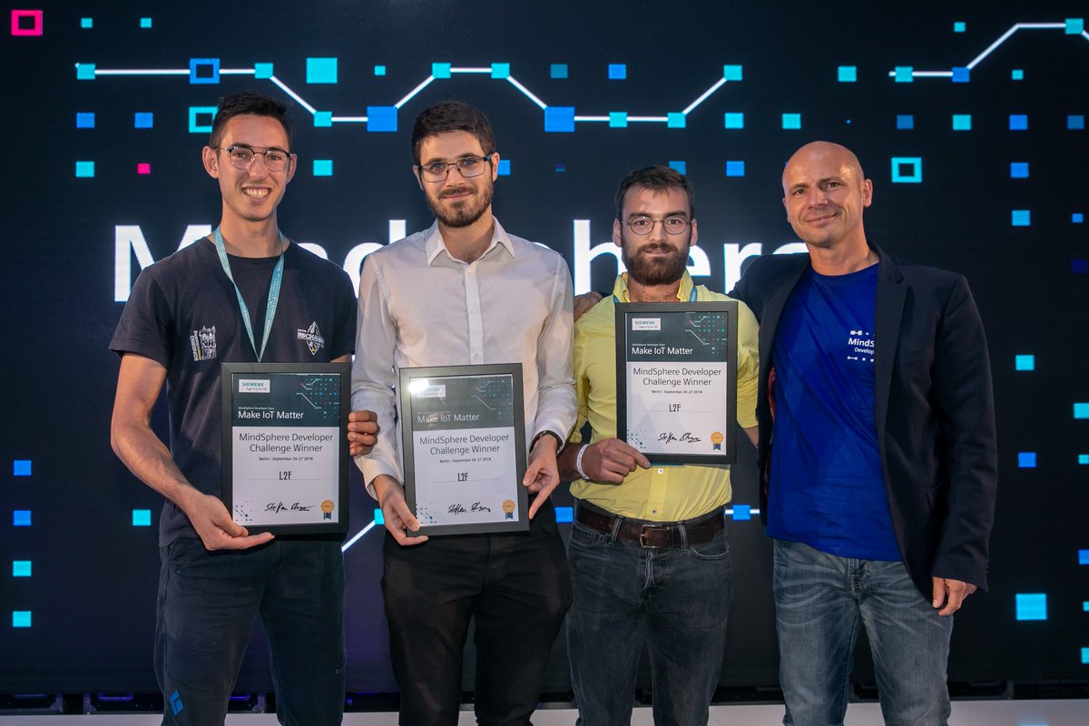Siemens's tweet image. After 48 hours of creating ideas and coding, the #MindSphere #DeveloperDays come to an end with awarding the winner of the Developer Challenge. Congratulations to all teams and the overall winner L2F. #MakeIoTMatter