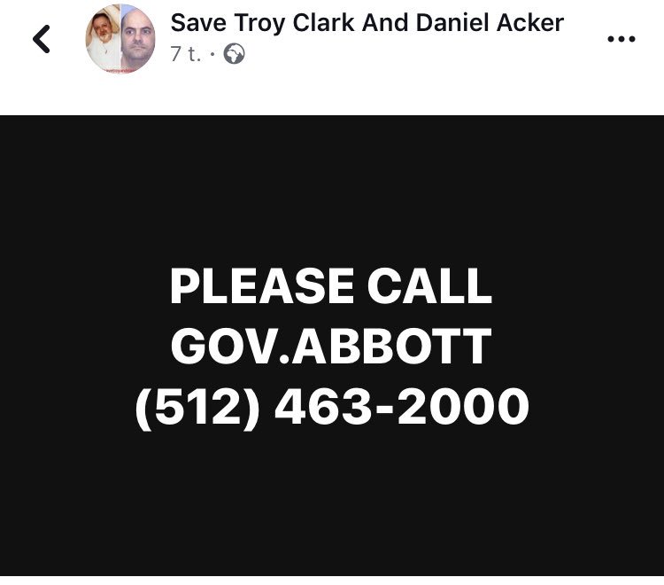 LibraLoveChild's tweet photo. Please call @GovAbbott and demand him to halt the execution of #DanielAcker thereโs to much doubt in his case he needs a fair trail he never really had that ๐ #StandUp4HumanRights #EndTheDeathPenalty @helenprejean @HeidiMoan @CitiesforLife @HarryPotter31 @ncadp @PrisonReformMvt https://t.co/CvcPDW5zqh