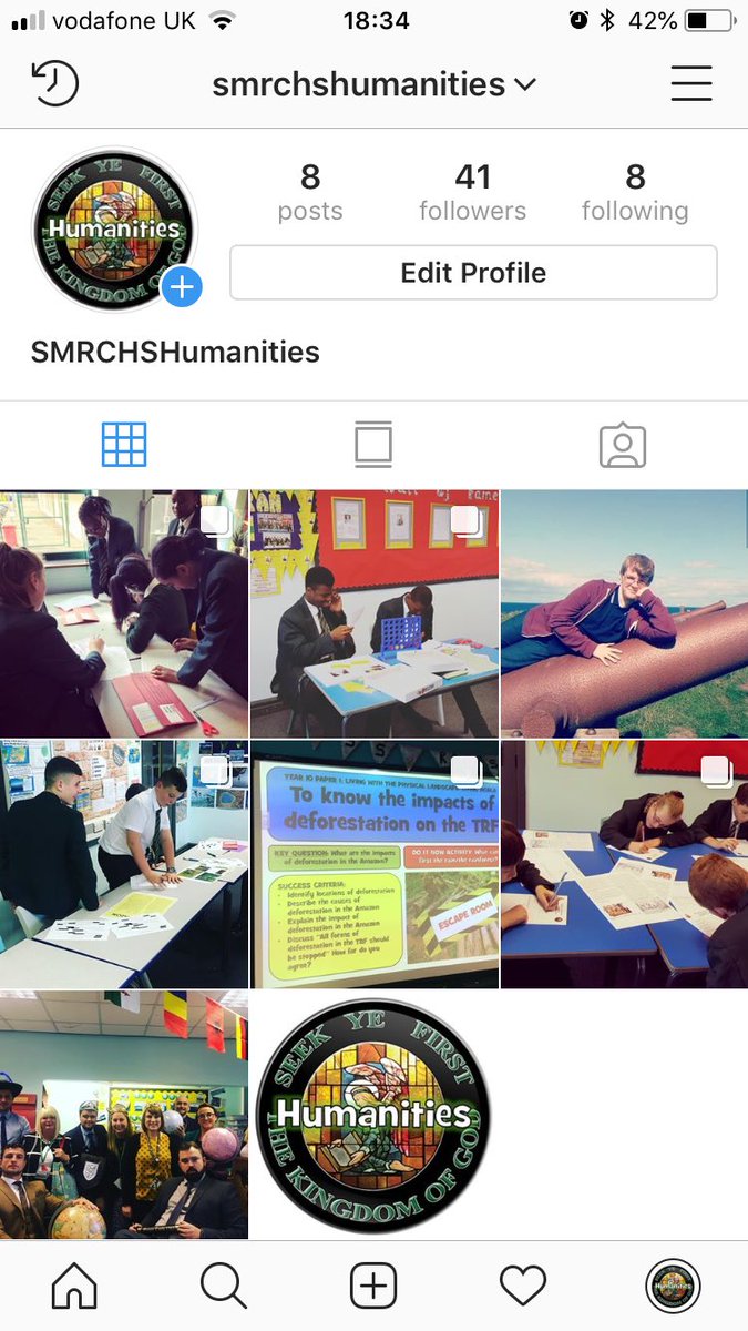 Launched the departments new Instagram account. We ❤️ Humanities. #smrchs #humanities #history #geography <a href="/SMRCHS/">St Matthew's RC High School</a>