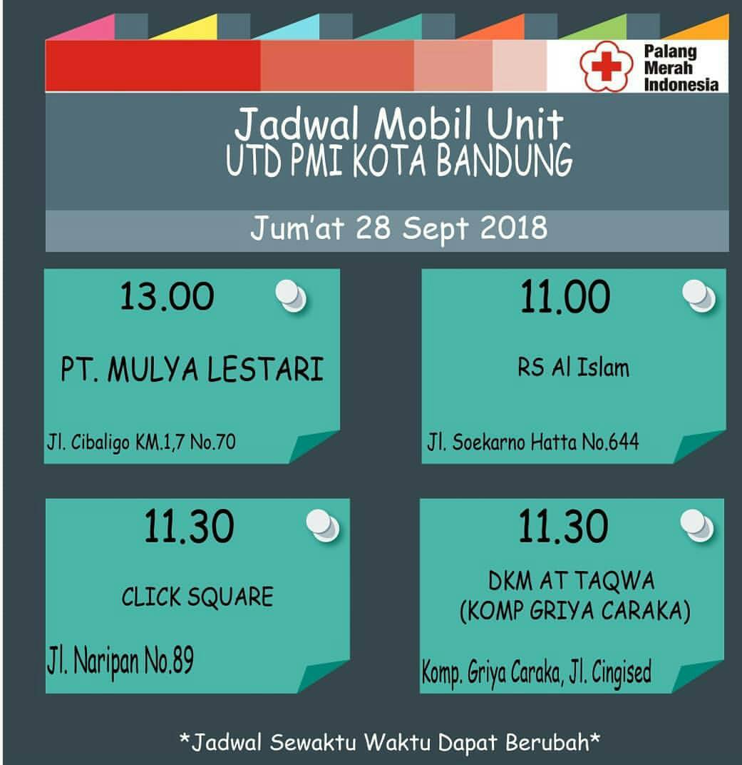 #INFO #DonDar #Bandung | 28 September 2018 | Waktu dan tempat ⏬| <a href="/BFLBandung/">BFL Chapter Bandung</a>
 <a href="/DonDarBDG/">Komunitas Donor Darah Bandung</a>
 <a href="/KaskusBandung/">KASKUS Reg. Bandung</a>