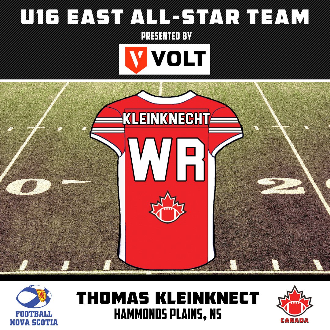 Football Canada (@footballcanada) on Twitter photo The Football Canada U16 East All-Star Team welcomes Receiver Thomas Kleinknecht from <a href="/FootballNS/">Football NS</a>
----
L’Équipe d’étoiles MU-16 de l’Est est heureuse d’accueillir de l’Équipe de la Nouvelle-Écosse, le receveur Thomas Kleinknect
#U16EastALLSTAR The Football Canada U16 East All-Star Team welcomes Receiver Thomas Kleinknecht from <a href="/FootballNS/">Football NS</a>
----
L’Équipe d’étoiles MU-16 de l’Est est heureuse d’accueillir de l’Équipe de la Nouvelle-Écosse, le receveur Thomas Kleinknect
#U16EastALLSTAR