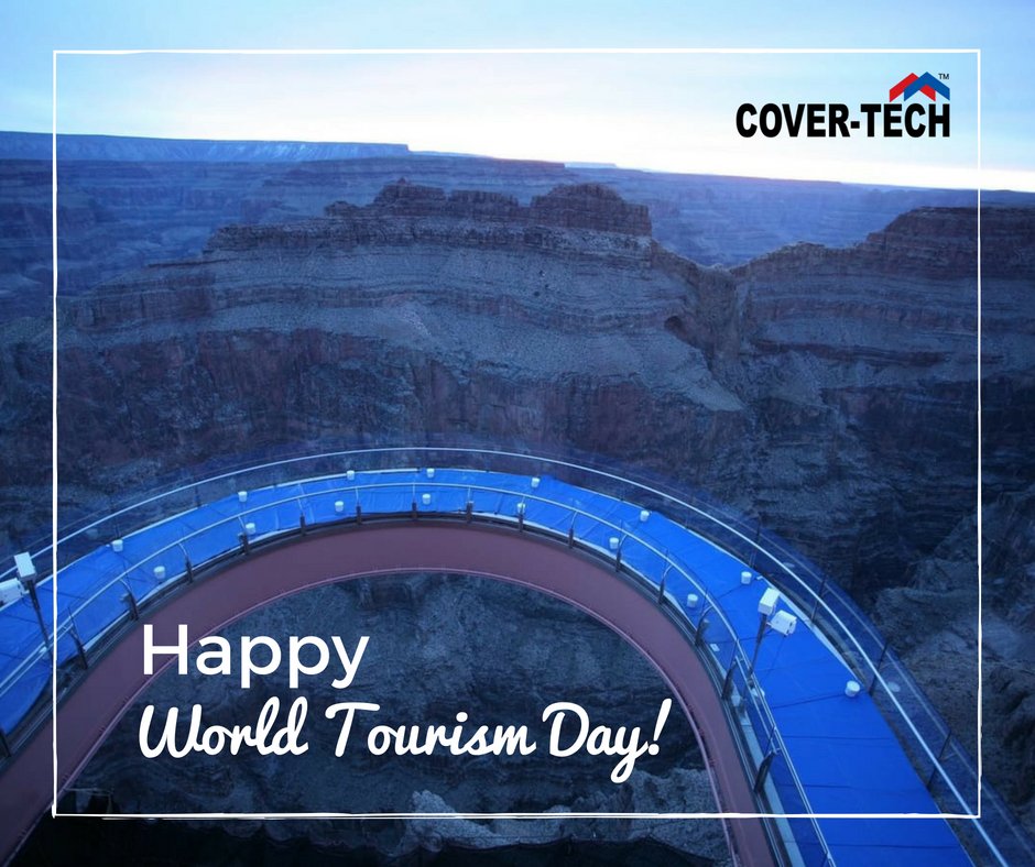 covertechinc's tweet photo. "#Travelling. It leaves you speechless then turns you into a #storyteller." - Ibn Batutta. And here's a story, you see this picture? Yes, it's #GrandCanyon picture! Do you see the tarp covering the walking trail? Yes, we did that with our #InsulatedTarp! #WorldTourismDay #Travel https://t.co/aPhZInq0SX