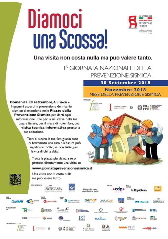 DOnofrioGiusepp's tweet photo. Domenica 30 settembre Prima Giornata nazionale della prevenzione sismica. Diamoci una scossa. #giornatanazionaleprevenzionesismica #diamociunascossa  #CNI #Fondazioneinarcassa #Ordingpz Presenti!!!! https://t.co/uVKy5nyqtH