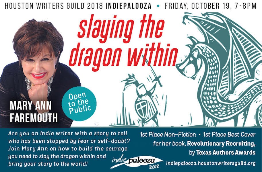 Faremouth's tweet photo. Come out to hear Mary Ann speak at the Houston Writers Guild 2018 Indiepalooza! https://t.co/MYMski5GY8