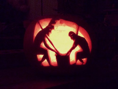 ancientblogger's tweet photo. with October on the way it's that time of the year when I try and work out which Greek vase inspired pumpkin I'm going to attempt. Here are a few from years previous, hope you recognise the vase designs! #pumpkin #Halloween https://t.co/YrtLJxQrZn