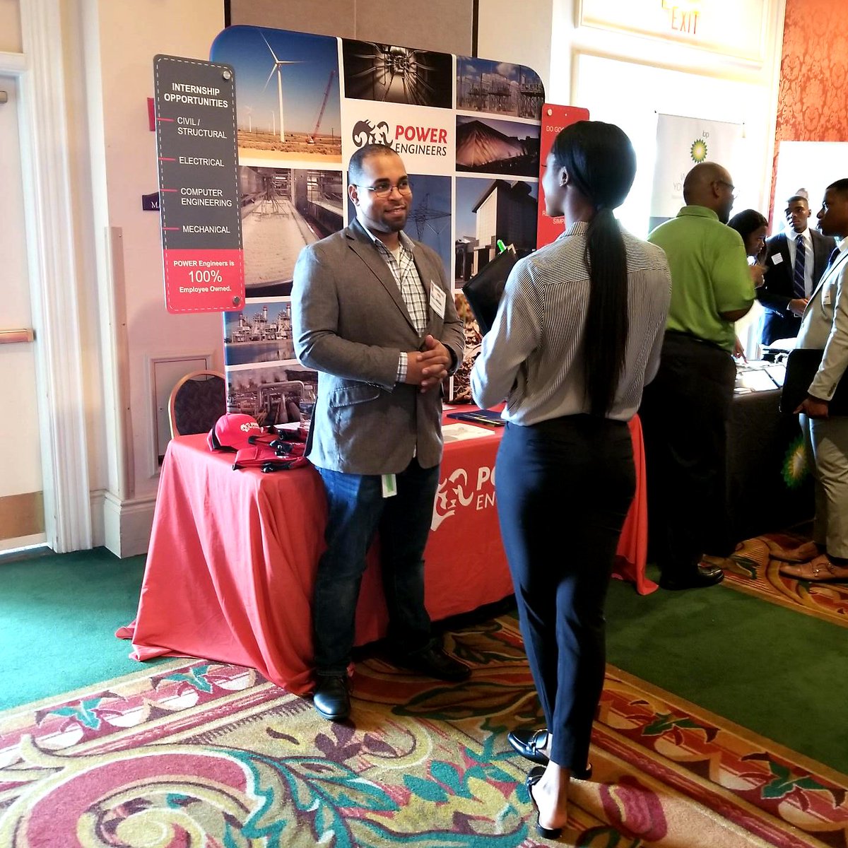 TalentatPOWER's tweet photo. Will, one of our substation experts, is working the crowd at @TuskegeeUniv 's career fair today! Stop by and find out what opportunities we have for you at POWER. #tucareerfair https://t.co/tYh3vAsPty