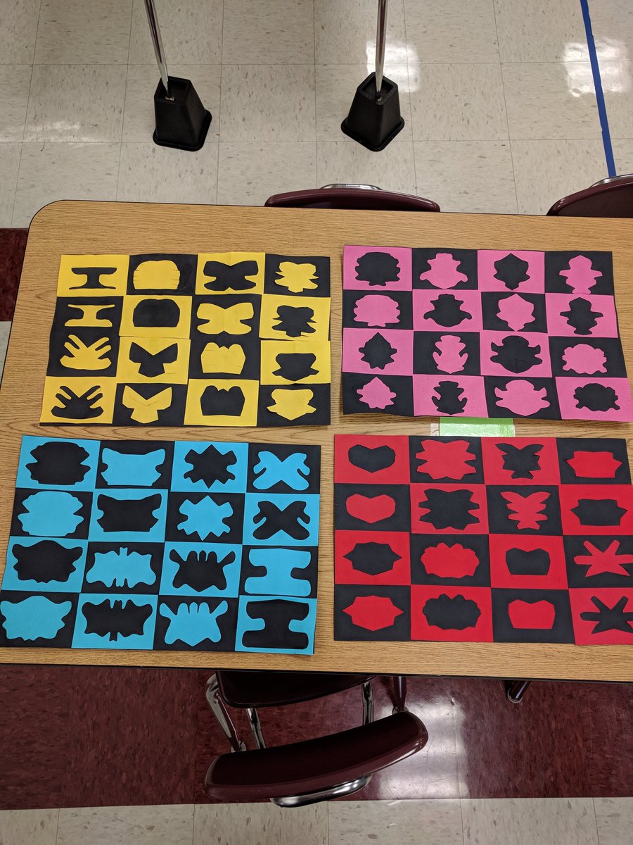artedallthetime's tweet photo. Check out these amazing positive/negative space collages from fourth grade! Love those organic shapes! #BSESJagNation #GVfeeling #paperart #positivenegativespace https://t.co/MI3FzSbMeF