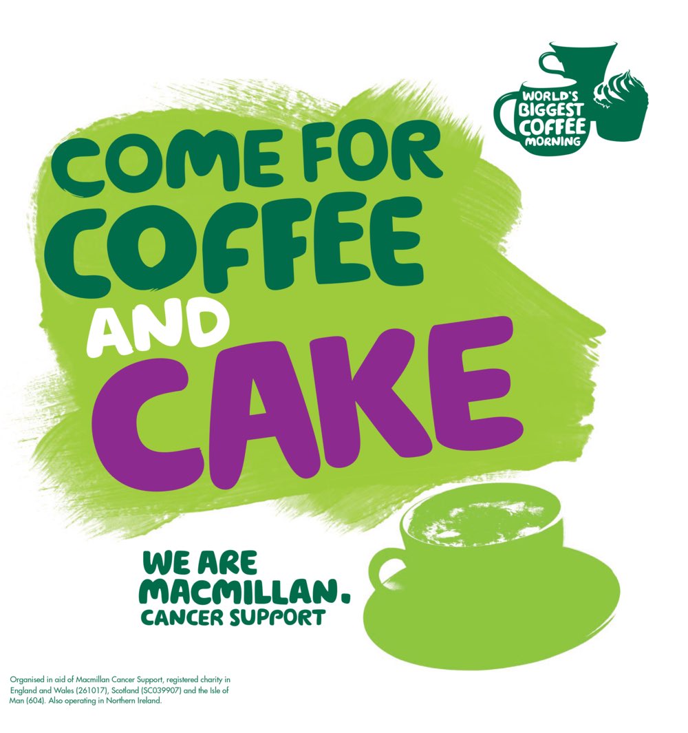 Don’t forget it’s the Macmillan Coffee Morning tomorrow! Drop off cake contributions to the Sixth Form kitchen first thing. Coffee, tea &amp; cake on sale in the Quad during Break 1 and 2, with cakes sold to main school too Break 2! #macmillancancersupport #MacmillanCoffeeMorning