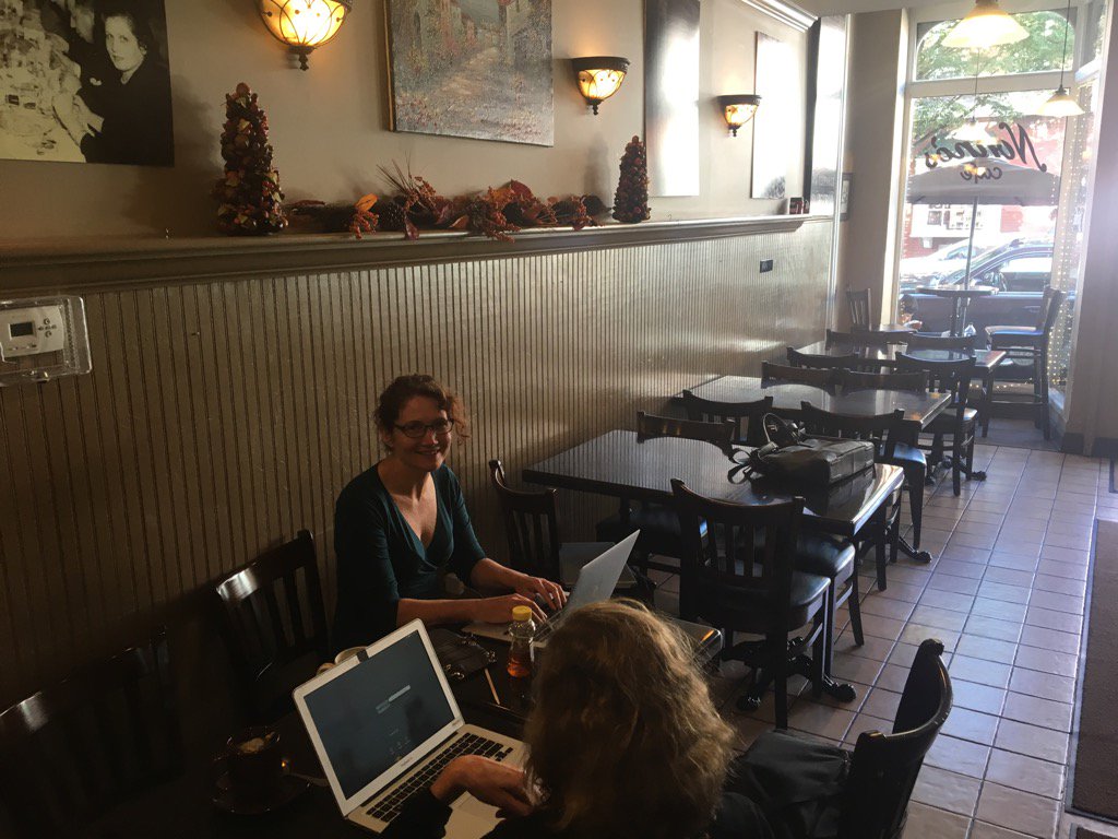 marioncallahan's tweet photo. Big #thanks to @Nonnos_cafe in #doylestown for #bestofficespace &amp; #cheesecake #remotework https://t.co/38bYQYTF5g